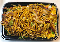 Pork Lo Mein To Go at New Asian Bistro, Hometown, PA.